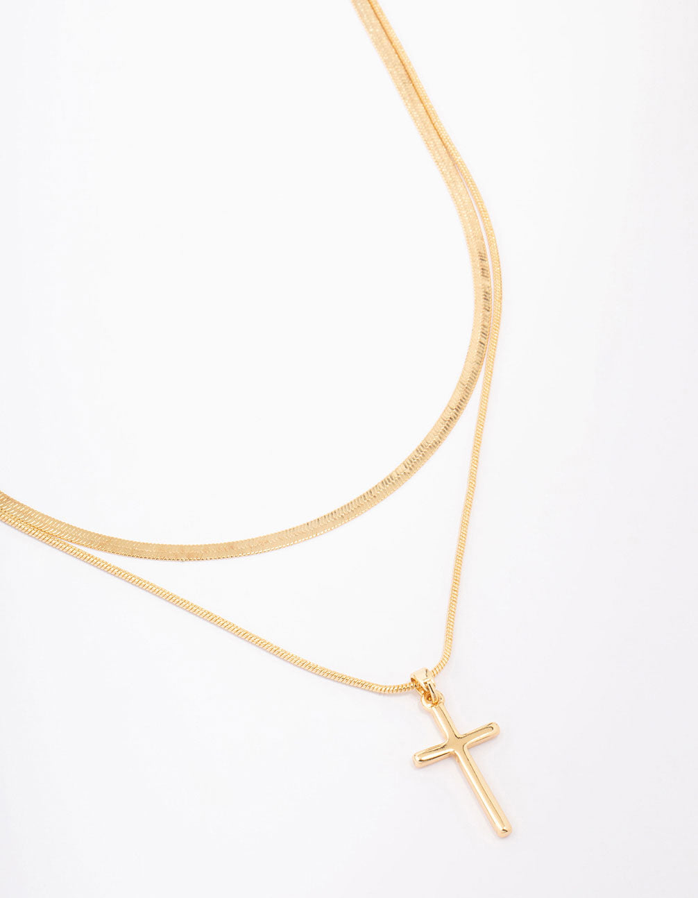 Plain Cross Snake Layered Necklace