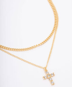 Cross Layered Curb Necklace