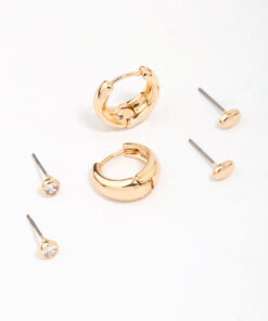 Mixed Simple Stud & Hoop Earring 3-Pack