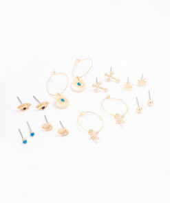 Evil Eye Crystal Earring 8-Pack