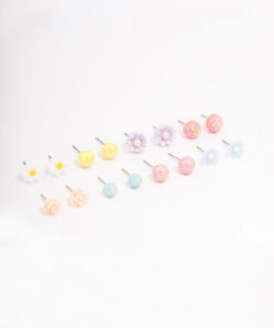 Round Flower Earring 8-Pack