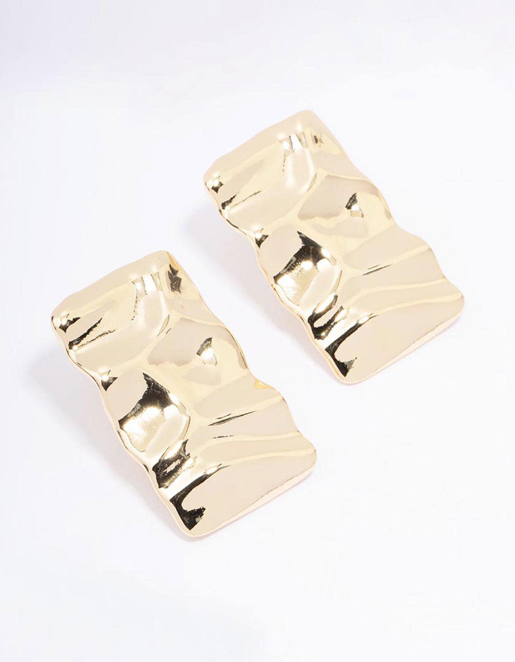 Hammered Rectangular Stud Earrings