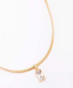 Classic Cubic Zirconia Baguette Pendant Necklace