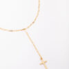 Cable Cross Lariat Necklace