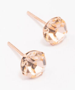Rose Czech Crystal Stud Earrings