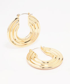 Wide Ribbed Hoop Earrings