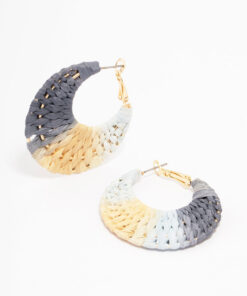 Ombre Woven Crescent Hoop Earrings