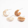 Neutral Raffia Wrapped Hoop Earring Pack