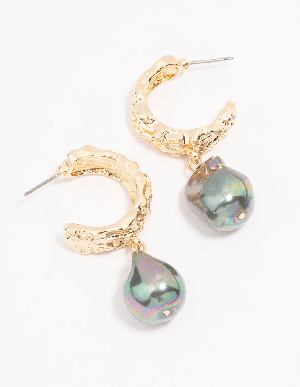 Wide Holographic Pearl Drop Earrings