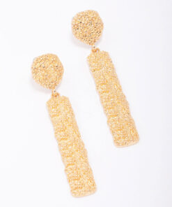 Long Rectangular Textured Drop Earrings