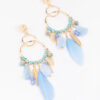 Thread Blue Feather Earrings