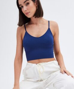 Blue Crop Singlet Top Seamless