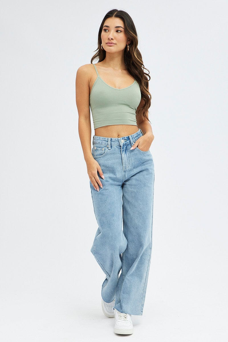 Green Crop Singlet Top Seamless - Image 2