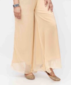 Beige Dyed Chiffon Plazo PW3621
