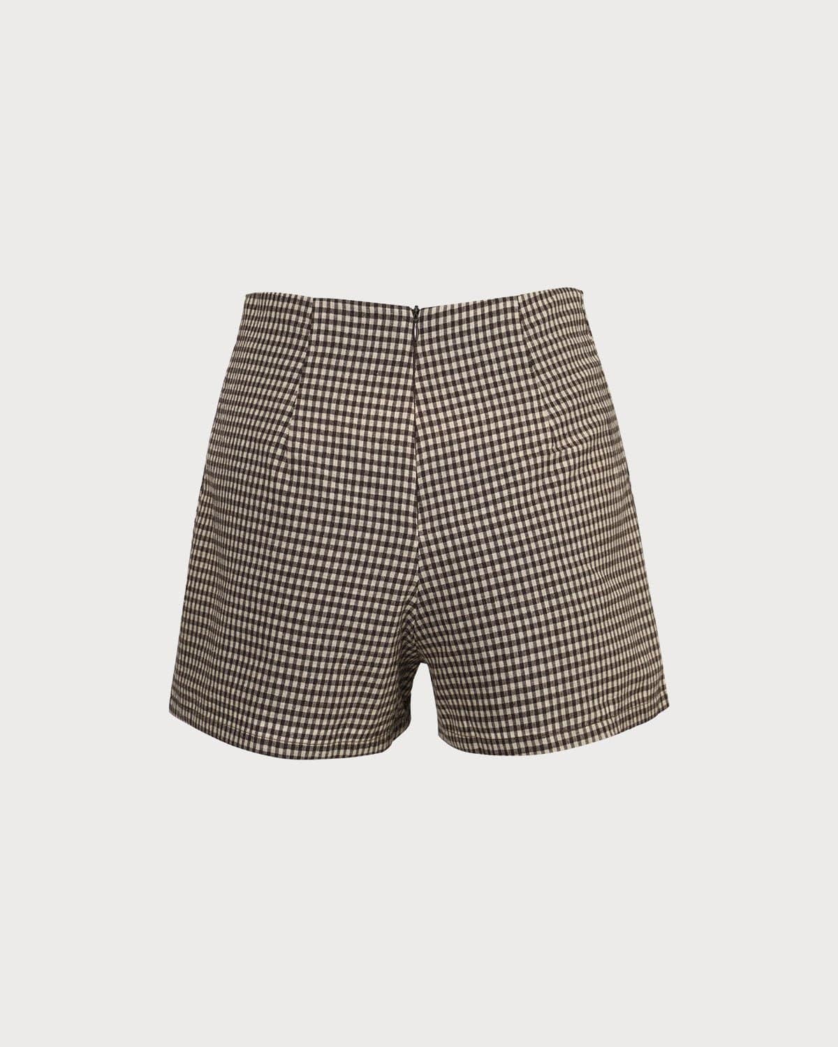 The Brown High Waisted Plaid Shorts - Image 8