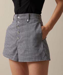 The Black High Waisted Button Up Plaid Shorts