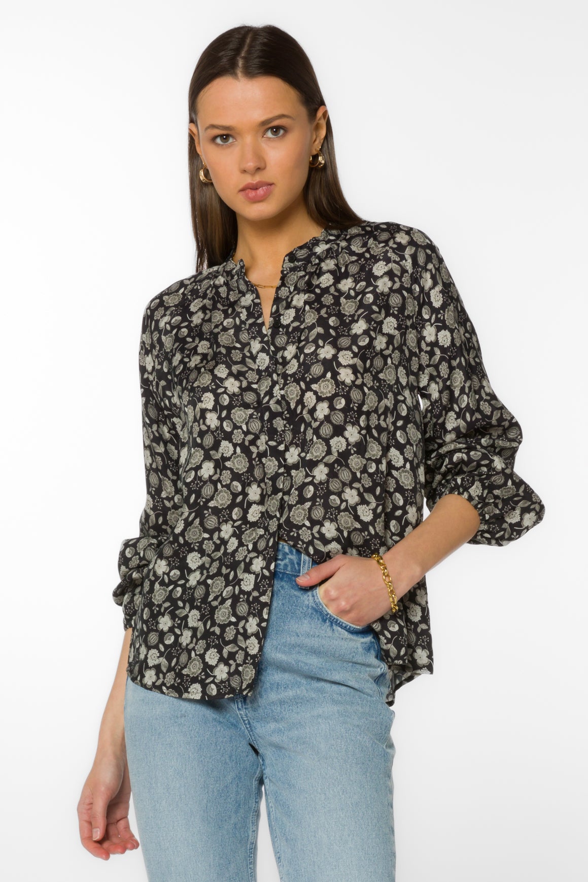 Black Floral Shirt
